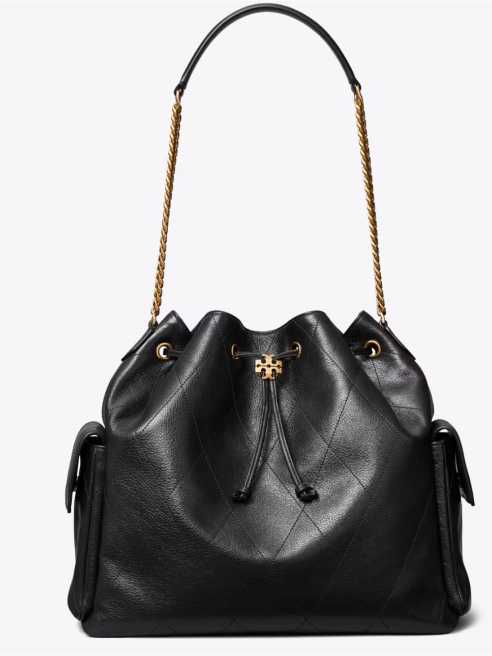 Tory Burch Large Charlie Quilted Leather Drawstring Shoulder Bag SOLD-OUT ONLINE